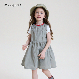 允儿妈女童2026春夏小众撞色格子连衣裙儿童气质公主裙宝宝裙子潮