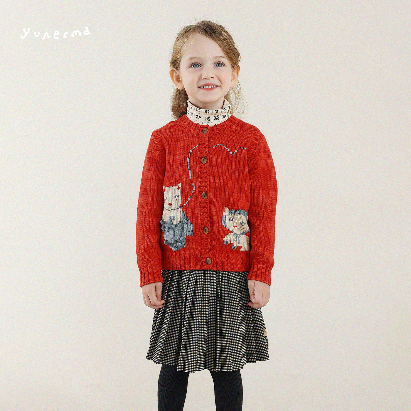 允儿妈女童冬季小猫毛衣针织衫