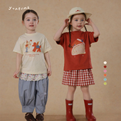 可爱百搭纯棉短袖 女童夏季 允儿妈洋气T恤潮 原创插画师合作款