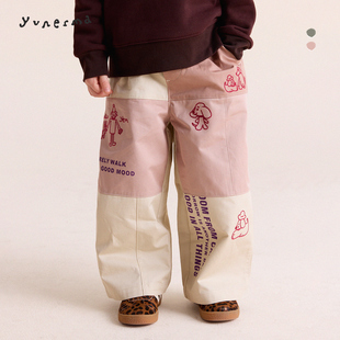 日系拼接撞色休闲裤 宝宝裤 儿童春季 长裤 子 时尚 允儿妈女童2026新款