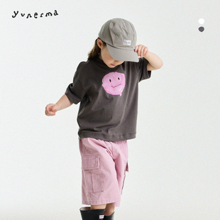 允儿妈女童夏季韩系百搭卡通印花短袖亲子装 儿童纯棉T恤宝宝上衣