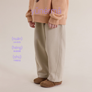 允儿妈女童2026冬季百搭抓绒弯刀裤宝宝加厚休闲裤儿童卫裤运动裤