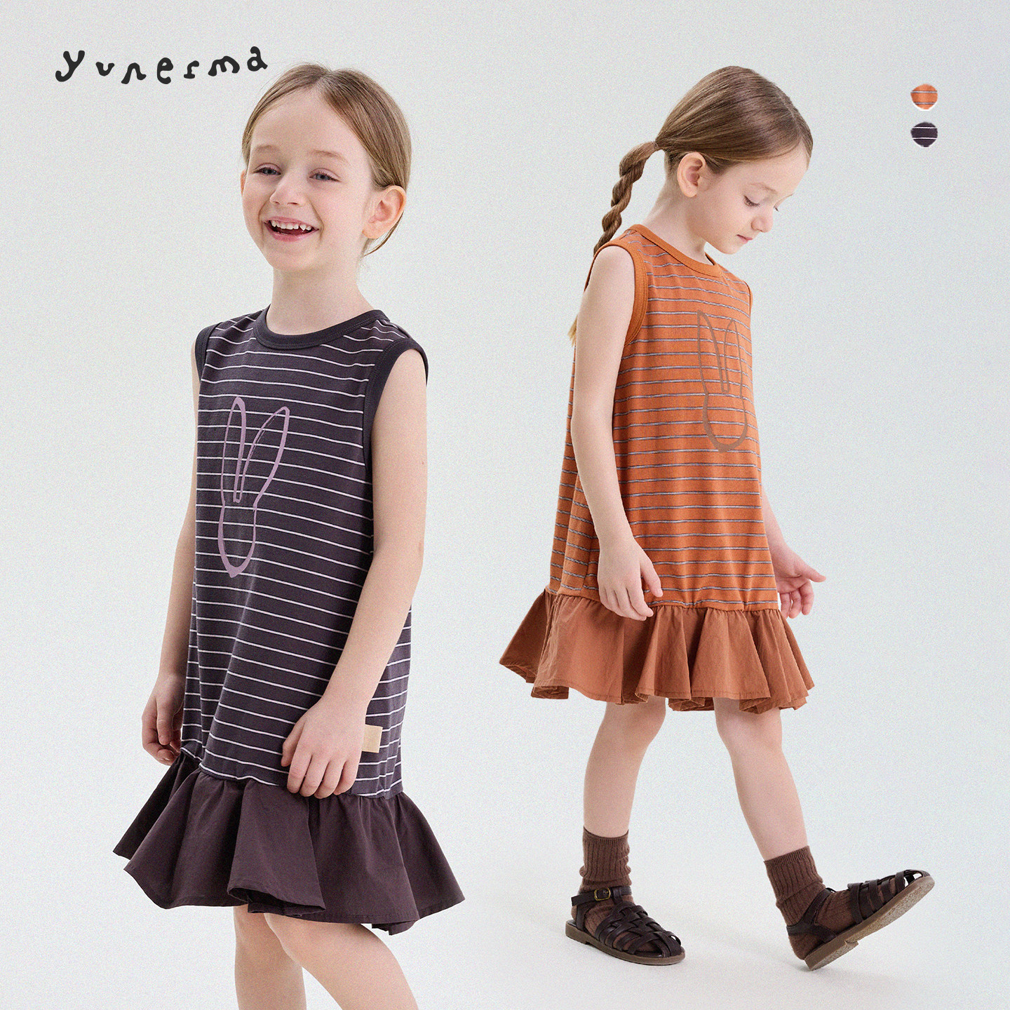 宝宝夏季百搭条纹花边背心裙允儿妈女童2026新款公主裙儿童连衣裙