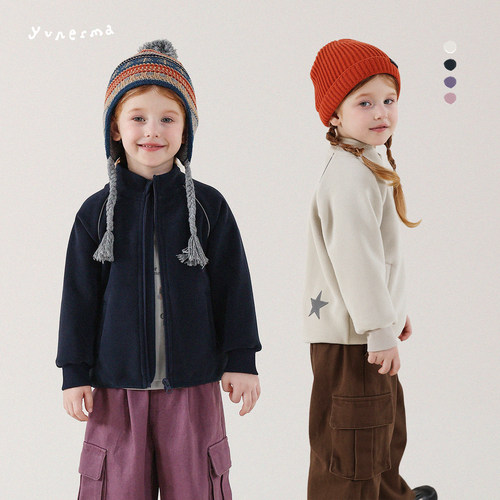 允儿妈女童冬季百搭立领毛毛外套