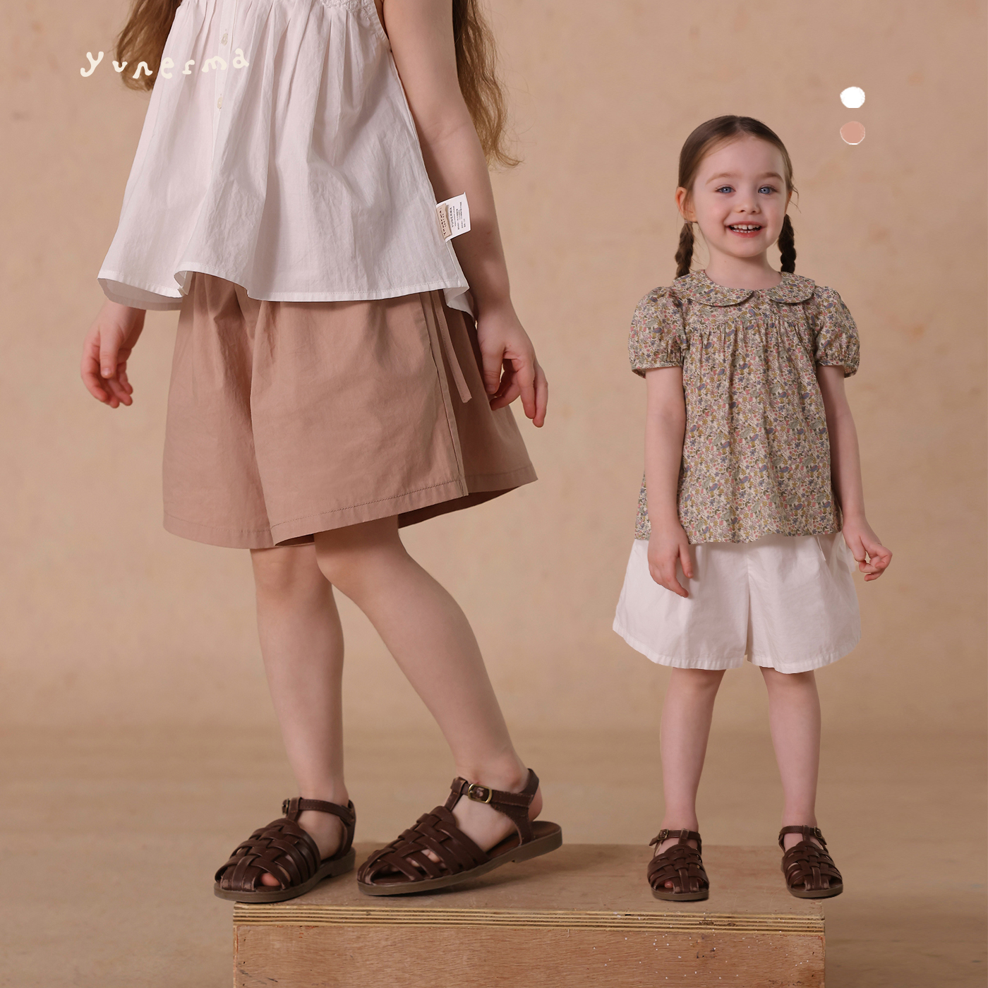 允儿妈女童小众法式气质短裤裙裤