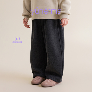 允儿妈女童冬季新款百搭加绒运动裤儿童加厚直筒裤宝宝洋气休闲裤