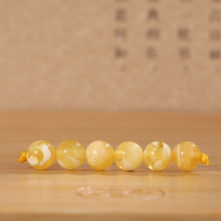 帝廷!正品天然俄料蜜蜡圆珠对珠精品金绞蜜白花蜡366号6.4mm*6颗