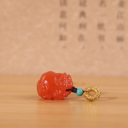 凉山南红樱桃红貔貅小滴溜小吊坠