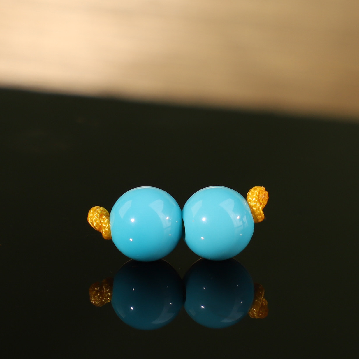 DAMS2号7.1mm对珠孔道1.5mm。帝廷正品高货美松松石圆珠高瓷蓝料
