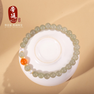 #和田玉冰种晴水#6mm搭配黄金冰红珍珠适合日常通勤搭配的小手串