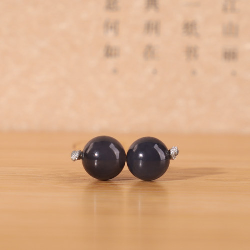 新疆和田玉烟紫圆珠散珠对珠
