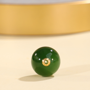 帝廷家！正品天然俄料碧玉圆珠18K金贴片镶嵌孔道JKB1号13mm单珠