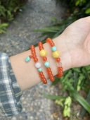 单圈多圈 帝廷 天然保山南红河湾料冰红手串～设计款 原创设计