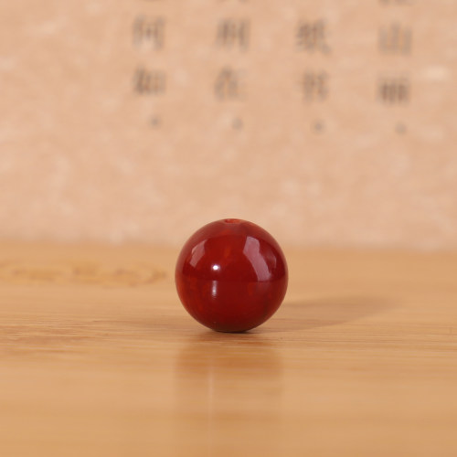 凉山南红圆珠高品火焰纹艳红单珠