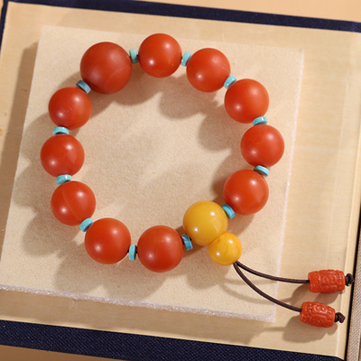 保山南红手串12.8mm主珠15.3mm