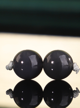 正品天然新疆和田玉烟紫圆珠散珠