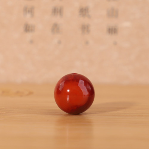 凉山南红圆珠高品火焰纹艳红单珠