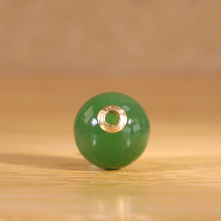 帝廷家！正品天然俄料碧玉圆珠18K金贴片镶嵌孔道297号9.4mm单珠