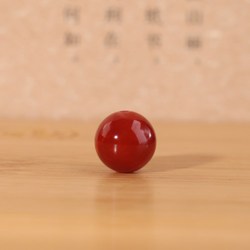 川料凉山南红圆珠高品火焰纹艳红