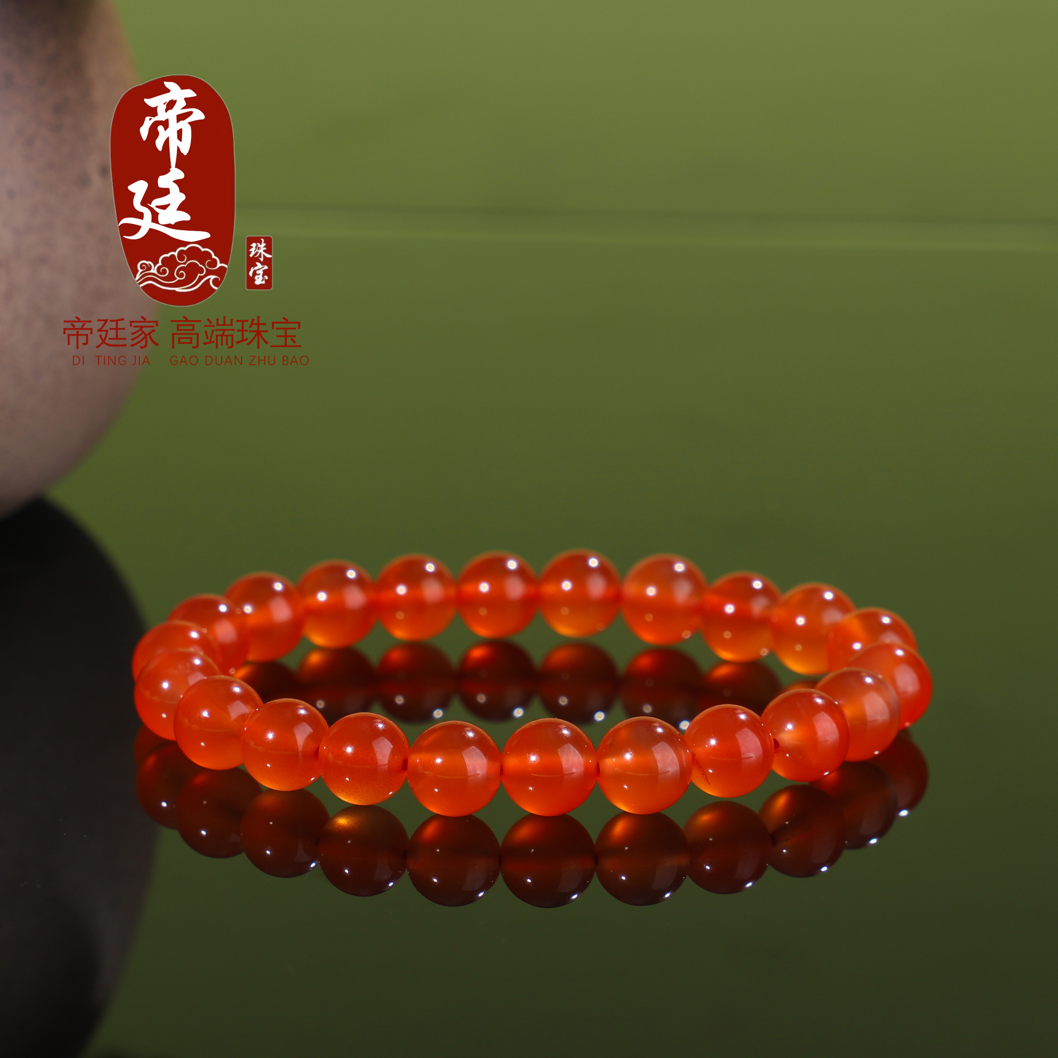 保山冰红南红手串女生单圈手链