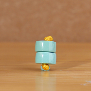 湖北绿松石直切隔珠高瓷釉瓷干净体蓝绿色对珠473号6.3mm 帝廷正品