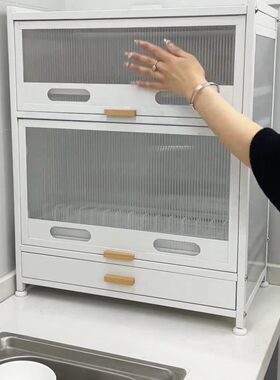 碗碟沥水架收纳架家用多功能碗柜双层碗筷沥水柜厨房碗碟收纳柜