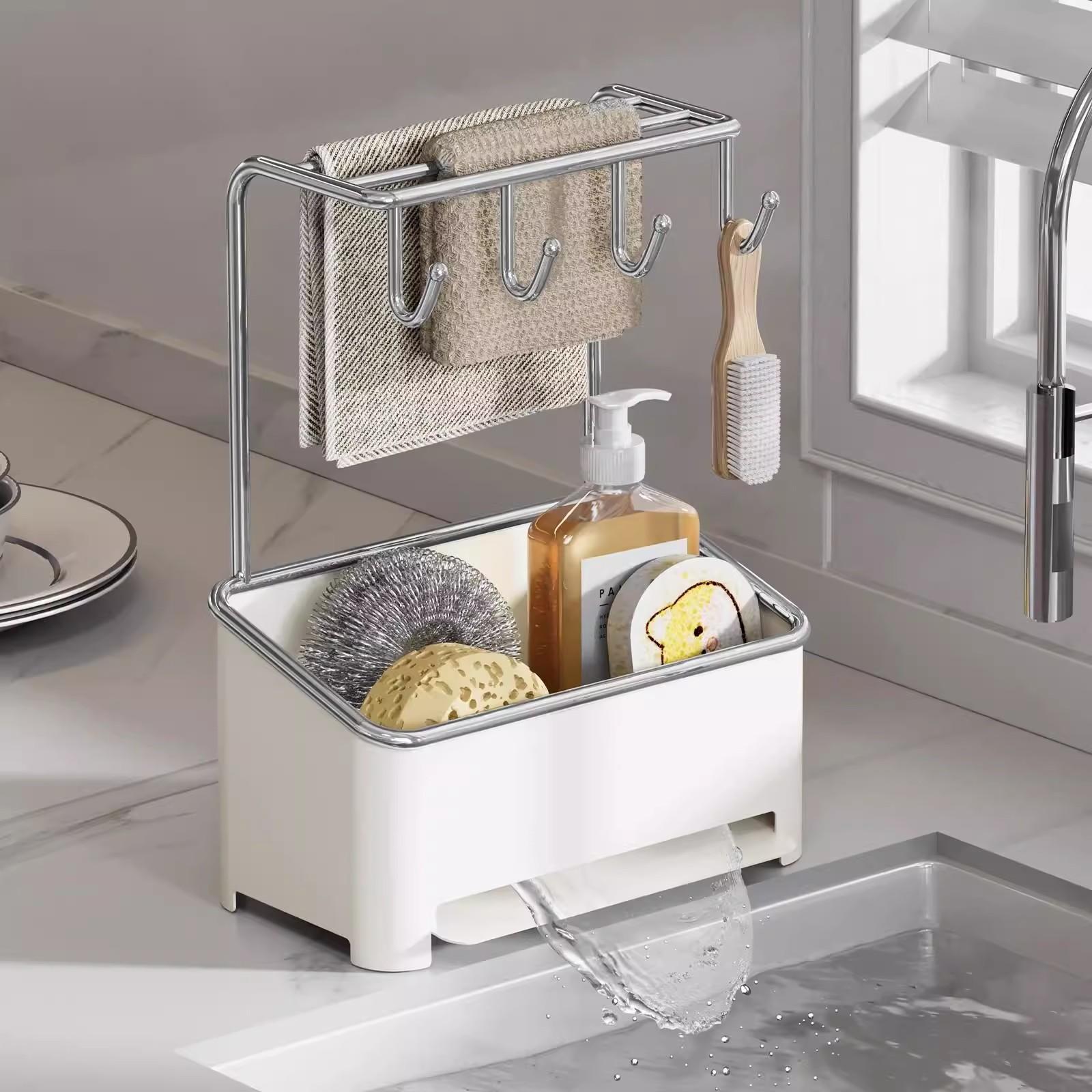 新款沥水架收纳海绵洗碗布抹布架厨房专用台面不锈钢水槽置物架子