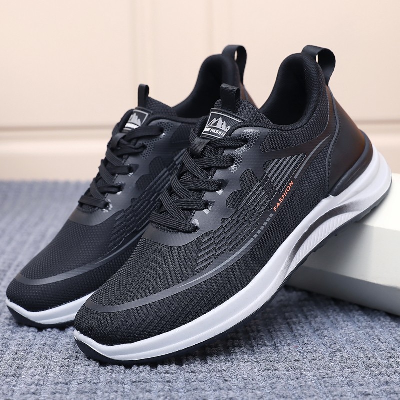 老北京布鞋男鞋春秋飞织透气超轻软底软弹运动休闲鞋男单鞋爸爸鞋