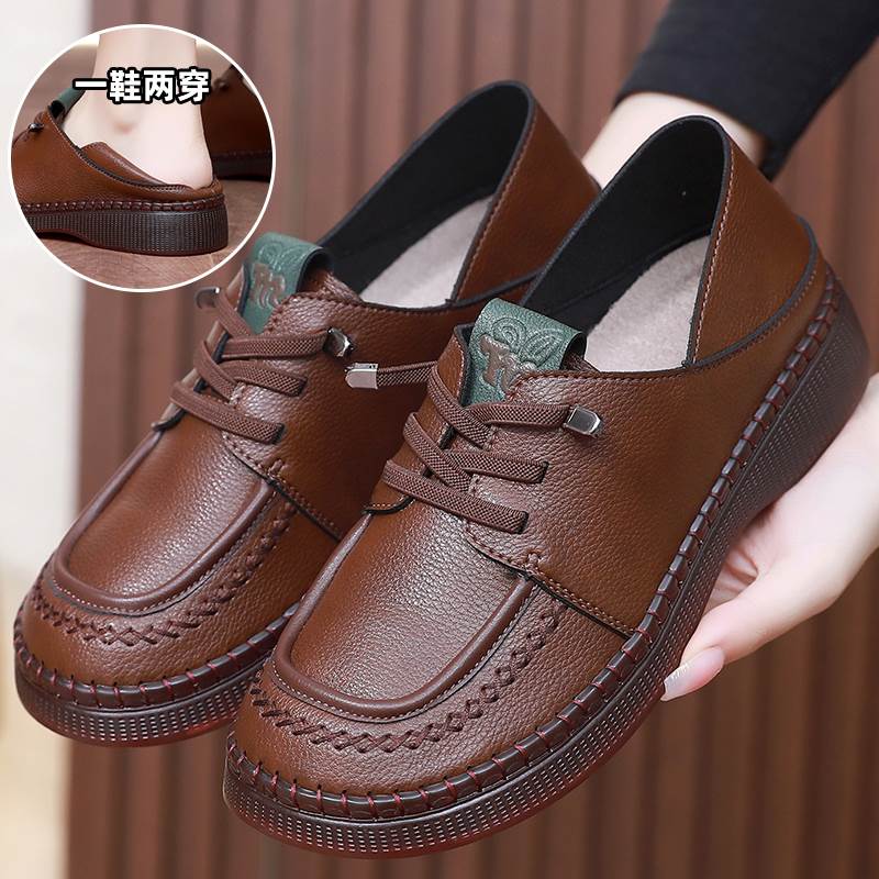 春款黑色单鞋老北京布鞋休闲软底女鞋中老年新款平底舒适妈妈鞋子