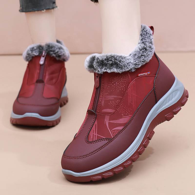 冬季加绒保暖女棉鞋老北京布鞋防水防滑加绒保暖中老年妈妈运动鞋