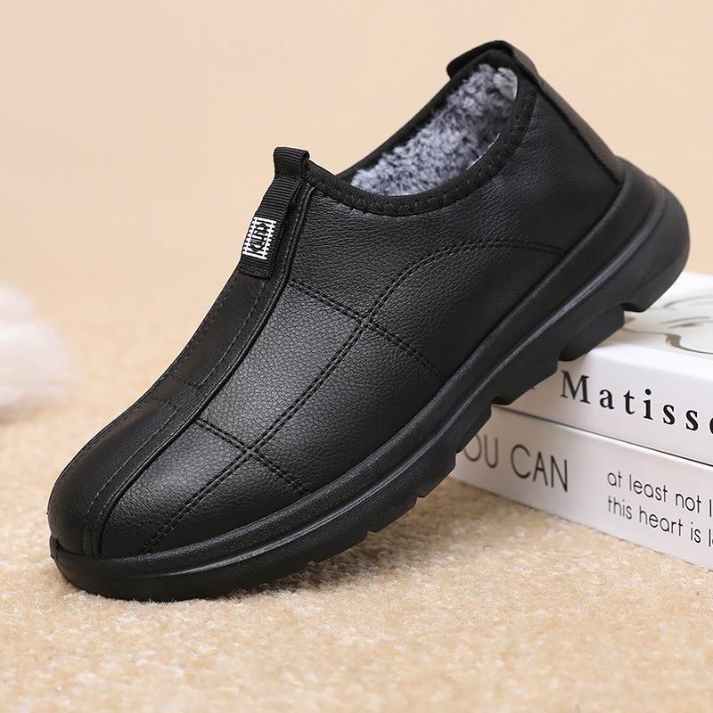 爸爸鞋子防滑加绒保暖一脚蹬男款棉靴老北京布鞋运动休闲男款冬季