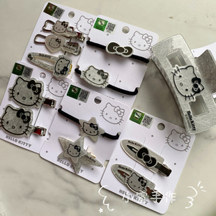 229银色系列hellokitty凯蒂猫发夹发圈发绳发饰侧边夹刘海夹抓夹