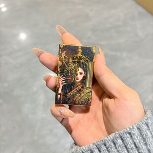 新款纯铜九尾天狐双火切换卡片式充气打火机高颜值高档送男友老公