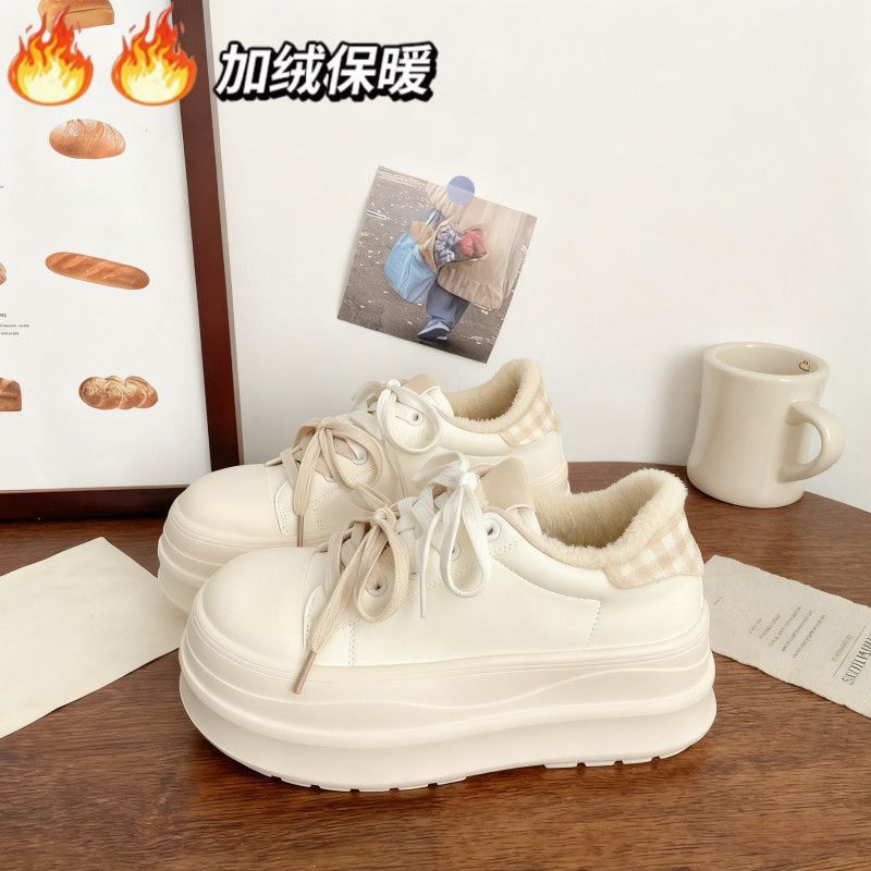 丑萌松糕厚底小白鞋女冬季保暖
