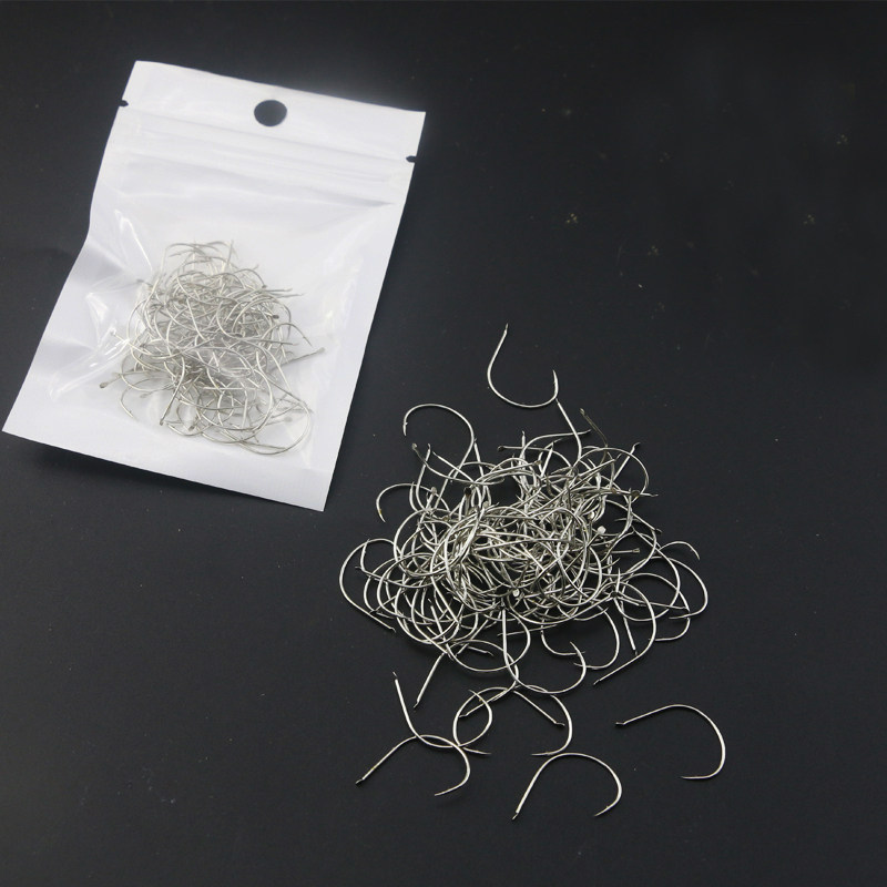 100枚钓虾钩 河虾钩 青虾钩有倒刺进口散装细丝钩钓虾专用钩渔具