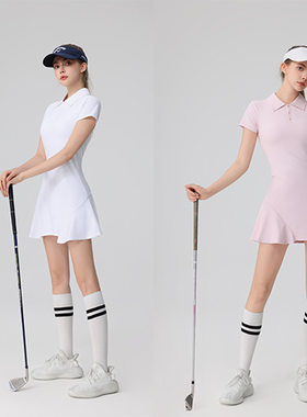 运动网球服短袖连衣裙女带胸垫