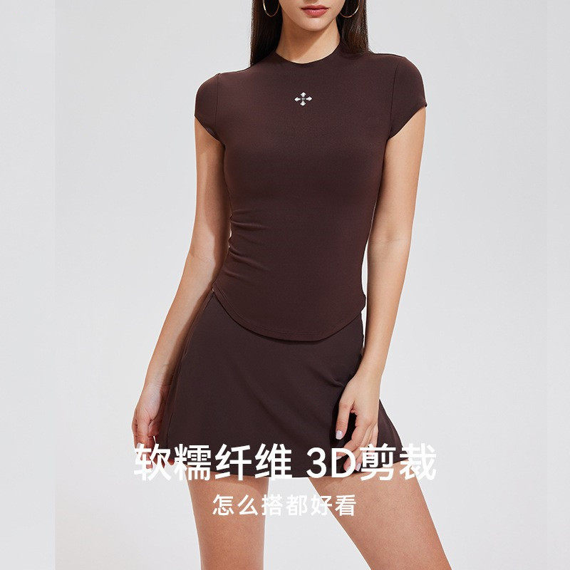 夏季运动套装女士时尚修身显瘦休闲健身短袖瑜伽跑步短裙裤