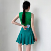 后腰大口袋手机仓网球裙加长24年夏新女高腰运动高尔夫跑步马拉松