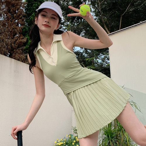 高尔夫网球连衣裙运动百褶两件套