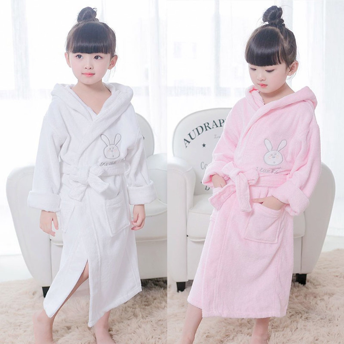 儿童浴袍纯棉毛巾料吸水洗澡浴巾