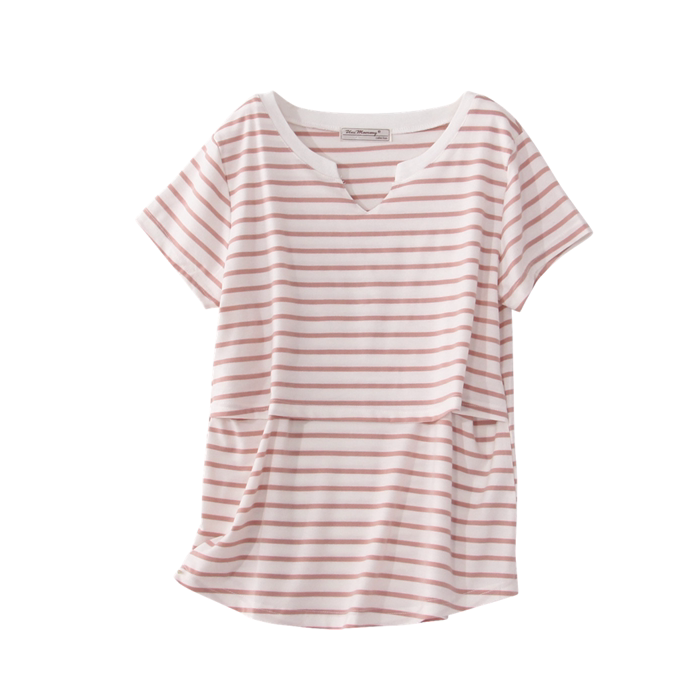 여름 얇은 산모 상의 시시한 수유 반팔 멋쟁이 외출 수유 반팔 티셔츠 하의 수유 셔츠