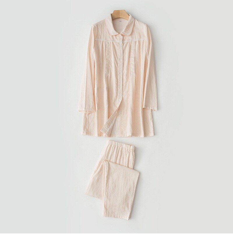 봄 여름 면 이중 거즈 산후복 중기 임산부 잠옷 산후 수유복