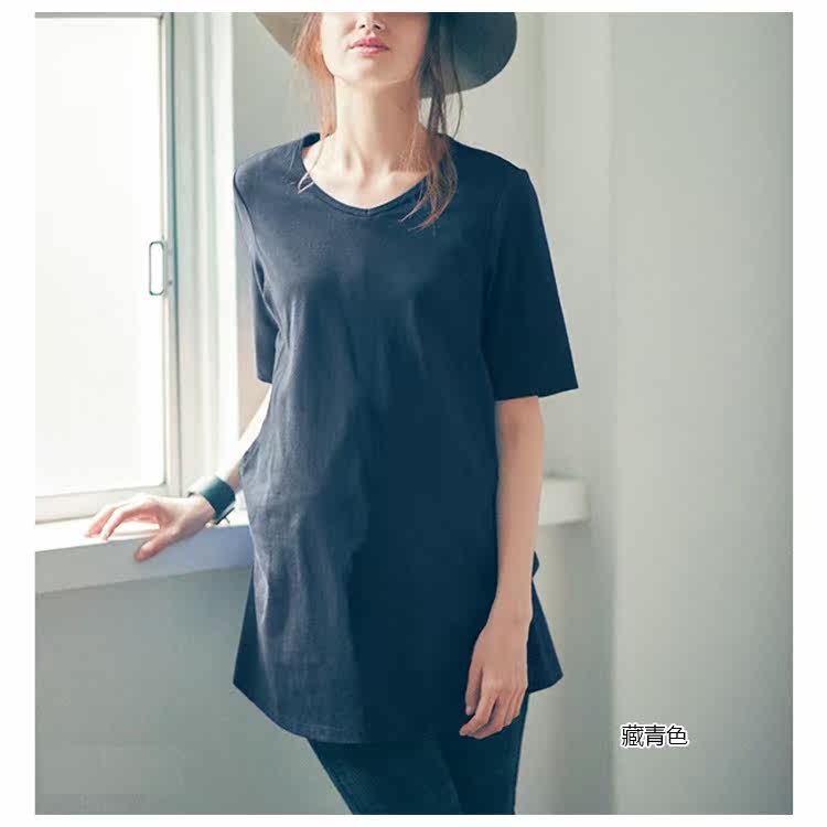 RIDAN QIANJIA 순면 작은 V 넥 간호 T 셔츠 여름 반팔 간호 T 셔츠