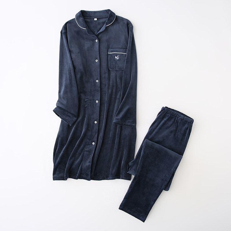 매일 싱글 가을 겨울 얇은 벨벳 출산 간호 세트 부드럽고 편안한 긴 감금 의류 산후 모유 수유 잠옷 세트