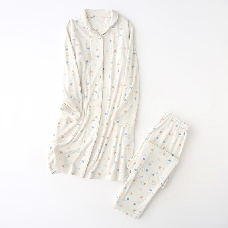 매일 싱글 가을 겨울 얇은 벨벳 출산 간호 세트 부드럽고 편안한 긴 감금 의류 산후 모유 수유 잠옷 세트