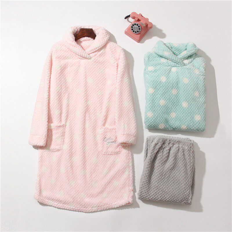 매일 싱글 겨울 하이 넥 출산 잠옷 산호 벨벳 따뜻한 절반 길이 가정복 출산 모유 수유 모유 수유 옷