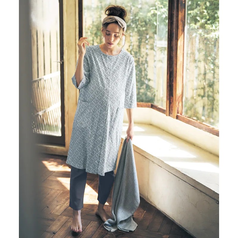 일본 QIANJIA 순수 코튼 꽃 출산 가정 의류 잠옷 산후 엄마 모유 수유 감금 의류 세트