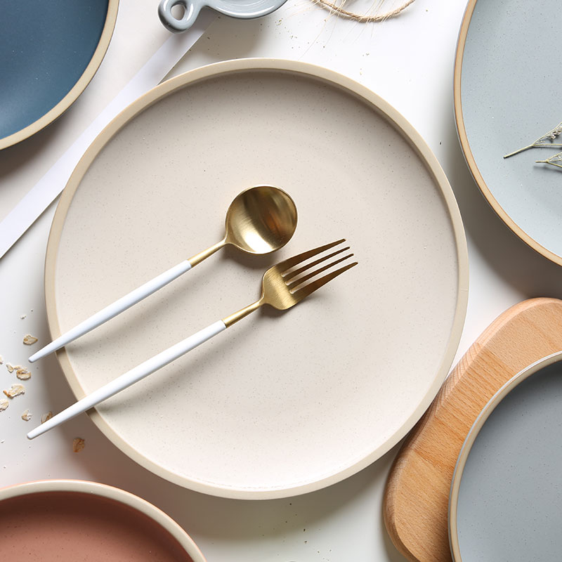 牛排盘子西餐盘圆盘哑光ins北欧