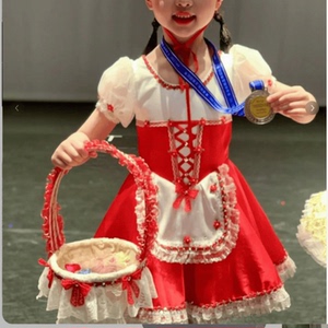 2024儿童芭蕾舞裙纱裙红色演出服练功裙小红帽TUTU裙芭蕾舞演出服