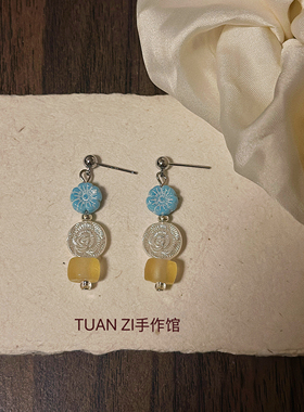 晚风告白 原创自制复古气质高级感甜美小众花朵耳环耳钉少女耳夹